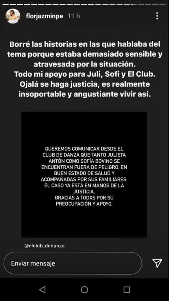 Julieta Antón y Flor Jazmín Peña. Fuente (Instagram)