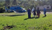 Imágenes impactantes: el Ministerio de Salud trasladó en helicóptero a un salteñito gravemente quemado