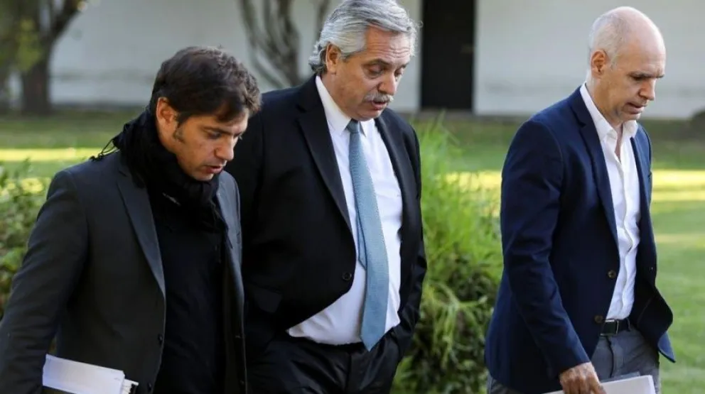 Alberto Fernández, Kicillof y Larreta reunidos por el aumento de contagios en el AMBA  